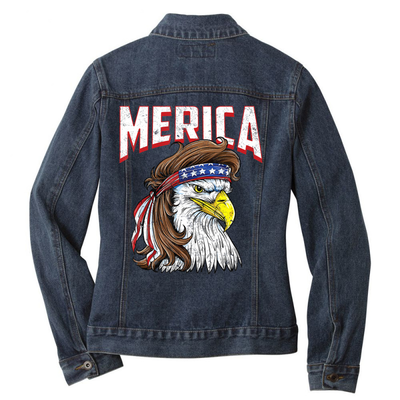 Hot Trend Merica Eagle Mulle 4th Of July Redneck Patriot Ladies Denim Jacket by femalesbaubles | Artistshot