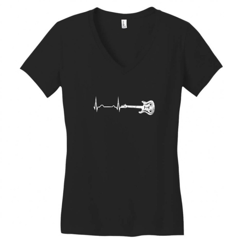 Bass Guitar Player Heartbeat Musical Instruments Women's V-Neck T-Shirt by EzequielVera | Artistshot