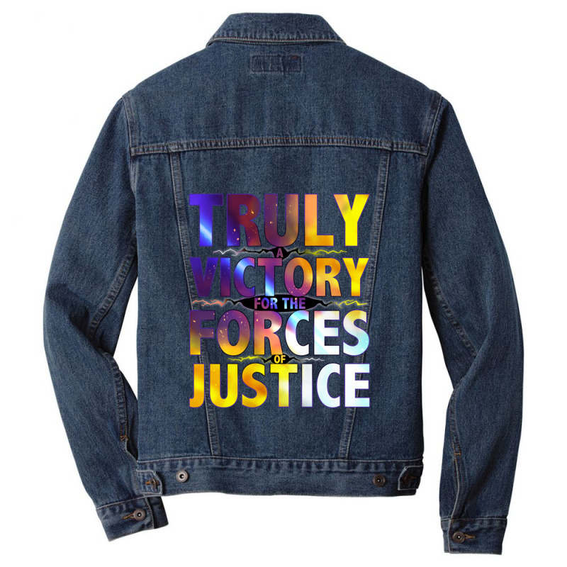 Truly A Victory For The Forces Of Justice Triblend Men Denim Jacket by NATASHABARLOW | Artistshot