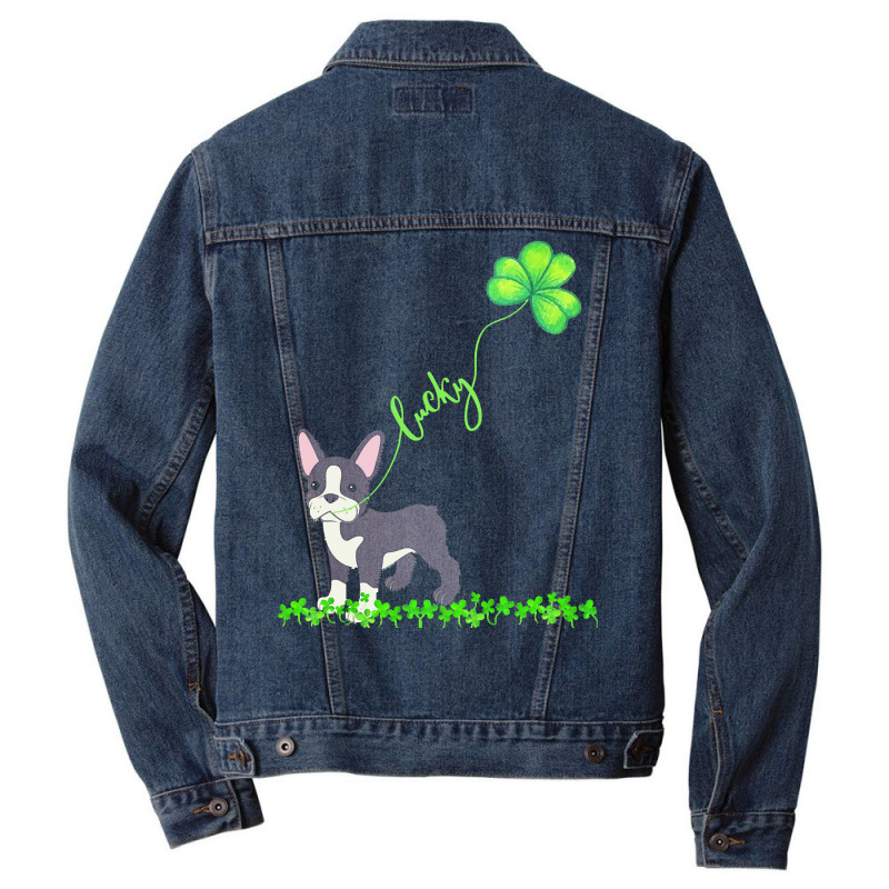 St Patricks Day T  Shirt Lucky Boston Terrier Dog Shamrock St Patricks Men Denim Jacket | Artistshot