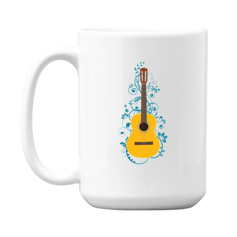 Classical Acoustic Guitar Flowering Vines 15 Oz Coffee Mug | Artistshot