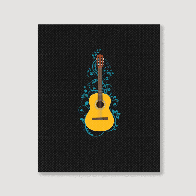 Classical Acoustic Guitar Flowering Vines Portrait Canvas Print | Artistshot