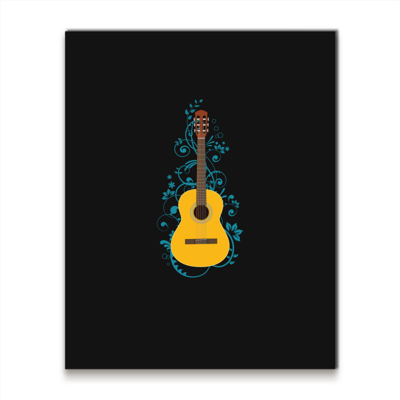 Classical Acoustic Guitar Flowering Vines Metal Print Vertical | Artistshot