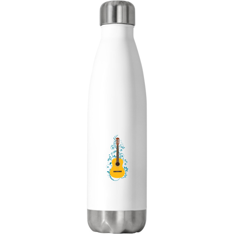 Classical Acoustic Guitar Flowering Vines Stainless Steel Water Bottle | Artistshot