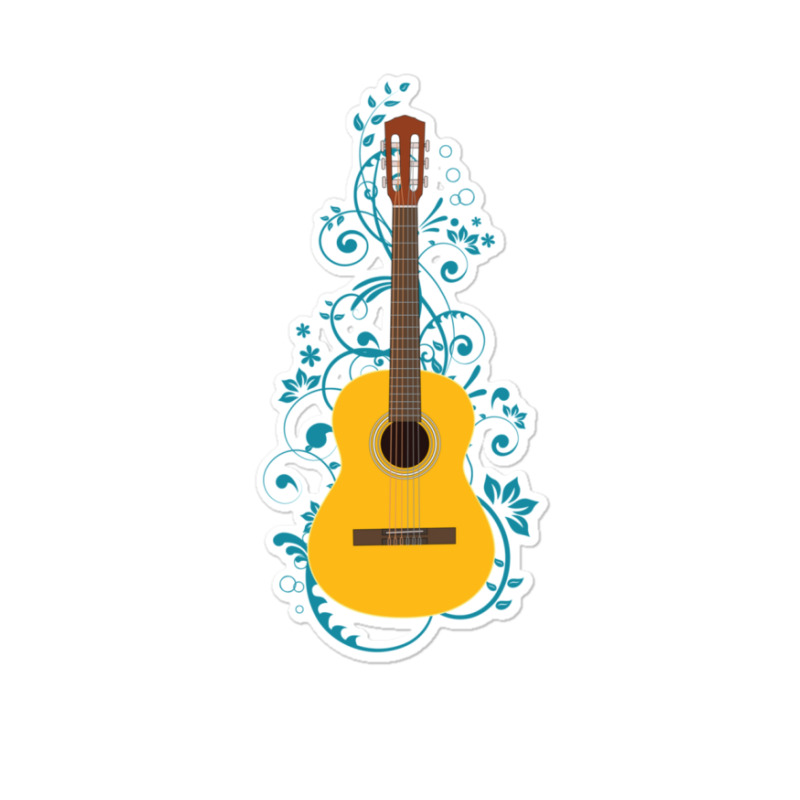 Classical Acoustic Guitar Flowering Vines Sticker | Artistshot