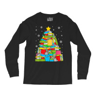 Library Christmas Tree Librarian X Mas Lights Book Lover T Shirt Long Sleeve Shirts | Artistshot