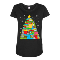 Library Christmas Tree Librarian X Mas Lights Book Lover T Shirt Maternity Scoop Neck T-shirt | Artistshot