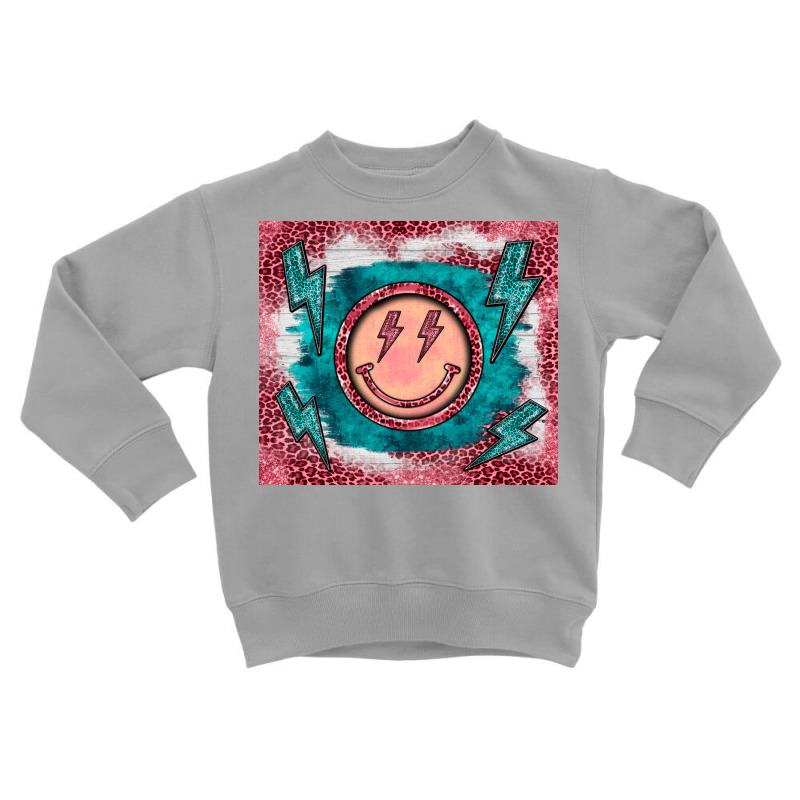 Western Lightning Bolt Smiling Face Turquoise Toddler Sweatshirt by BarkalooDesign | Artistshot