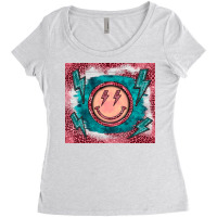 Western Lightning Bolt Smiling Face Turquoise Women's Triblend Scoop T-shirt | Artistshot