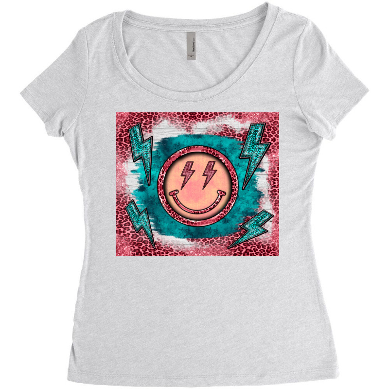 Western Lightning Bolt Smiling Face Turquoise Women's Triblend Scoop T-shirt by BarkalooDesign | Artistshot