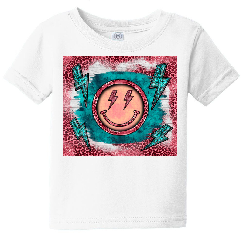 Western Lightning Bolt Smiling Face Turquoise Baby Tee by BarkalooDesign | Artistshot