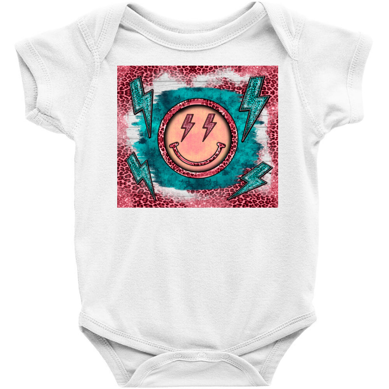 Western Lightning Bolt Smiling Face Turquoise Baby Bodysuit by BarkalooDesign | Artistshot