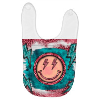 Western Lightning Bolt Smiling Face Turquoise Baby Bibs | Artistshot