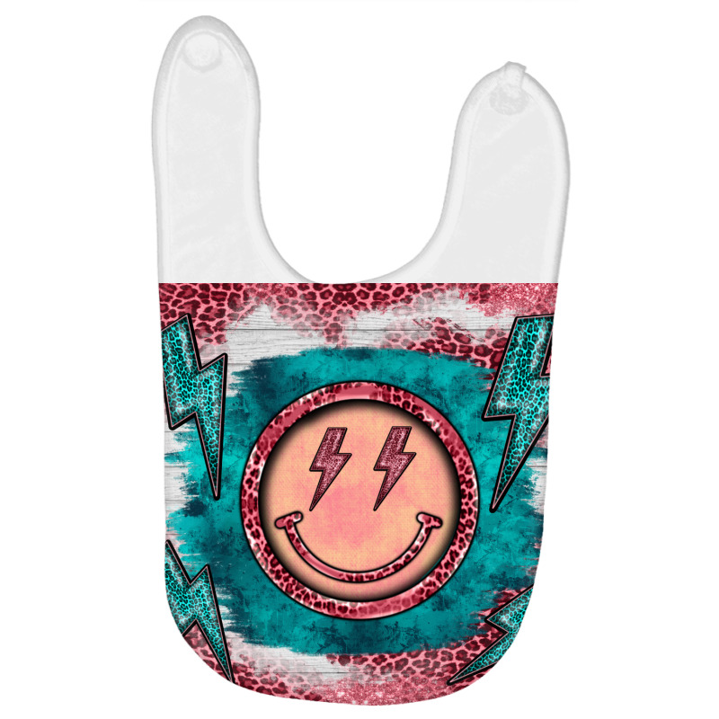 Western Lightning Bolt Smiling Face Turquoise Baby Bibs by BarkalooDesign | Artistshot