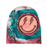 Western Lightning Bolt Smiling Face Turquoise Baby Beanies | Artistshot