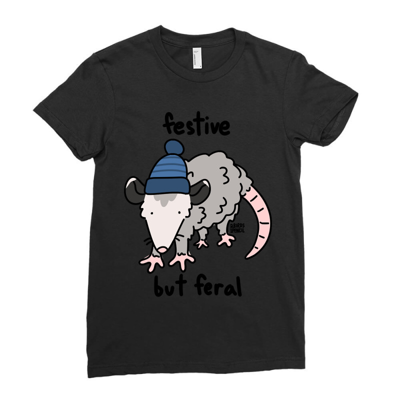 Limited Edition Festive But Feral Possum Ladies Fitted T-Shirt by Pannell Quintero | Artistshot