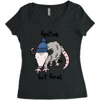 Limited Edition Festive But Feral Possum Women's Triblend Scoop T-shirt | Artistshot