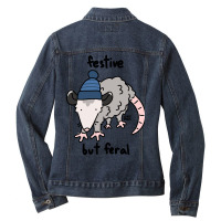 Limited Edition Festive But Feral Possum Ladies Denim Jacket | Artistshot