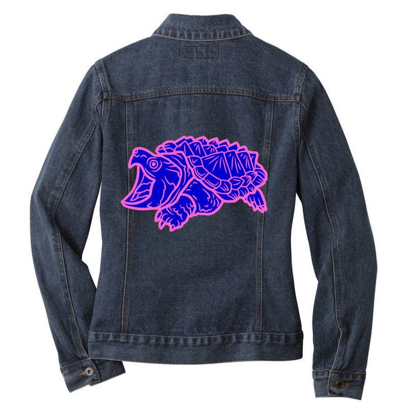 Trending Alligator Snapping Turtle - Reptile - Wildlife - Cute Turtle Ladies Denim Jacket by declangreenwood | Artistshot