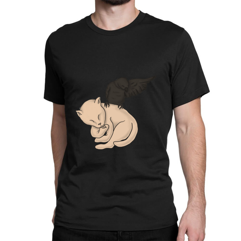 Bathtime With Cat And Crow Classic T-shirt | Artistshot