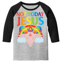 Today Not Jesus Sa.tan Goat Satanic Rainbow Sa.tanism Gift Youth 3/4 Sleeve | Artistshot