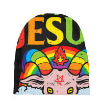 Today Not Jesus Sa.tan Goat Satanic Rainbow Sa.tanism Gift Baby Beanies | Artistshot