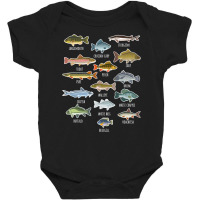 Types Of Freshwater Fish Species Fishing Baby Bodysuit | Artistshot