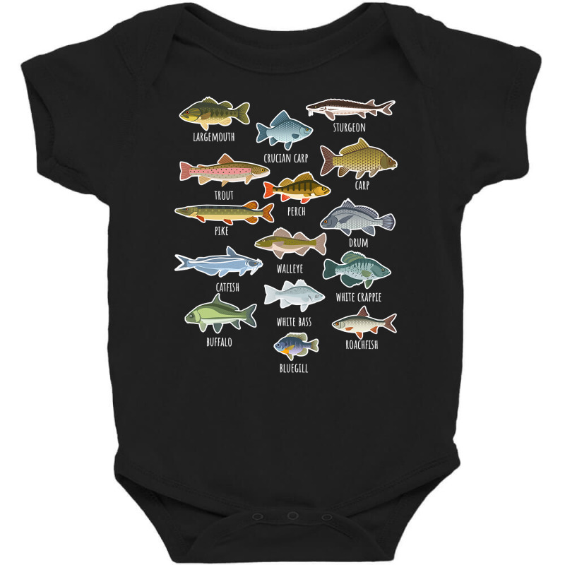 Types Of Freshwater Fish Species Fishing Baby Bodysuit by home12 | Artistshot