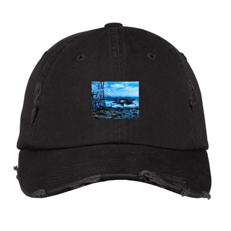 Rope Foot Bridge From Plateau To Rock Island Blue Vintage Cap by ErnestGallon | Artistshot