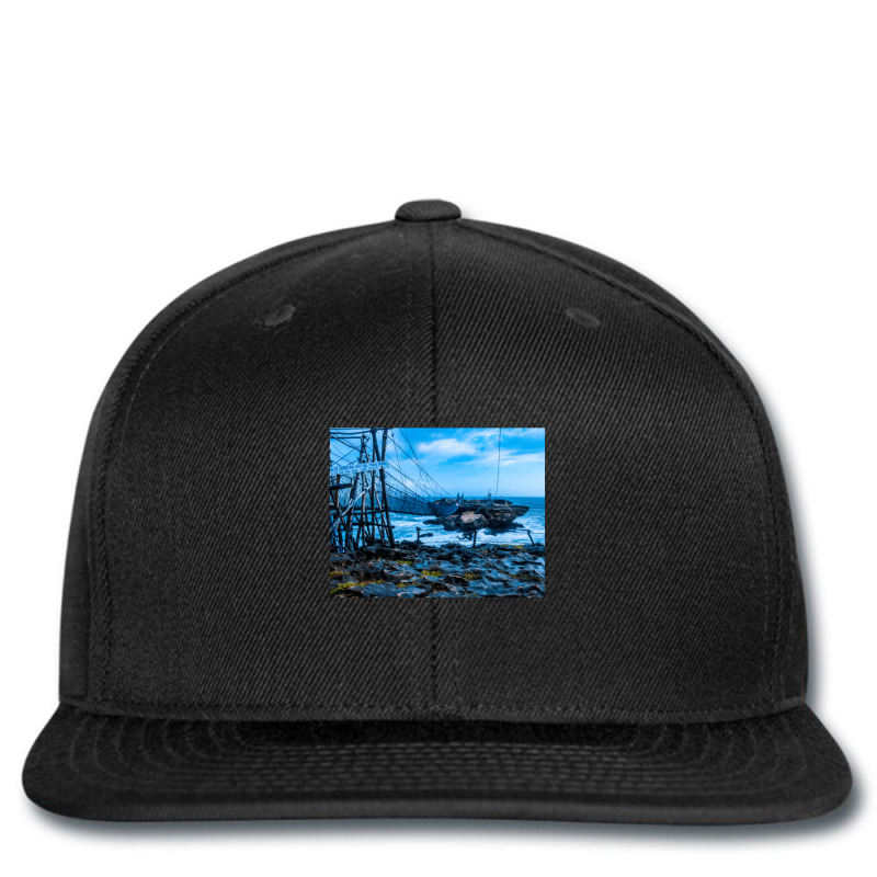 Rope Foot Bridge From Plateau To Rock Island Blue Printed hat by ErnestGallon | Artistshot