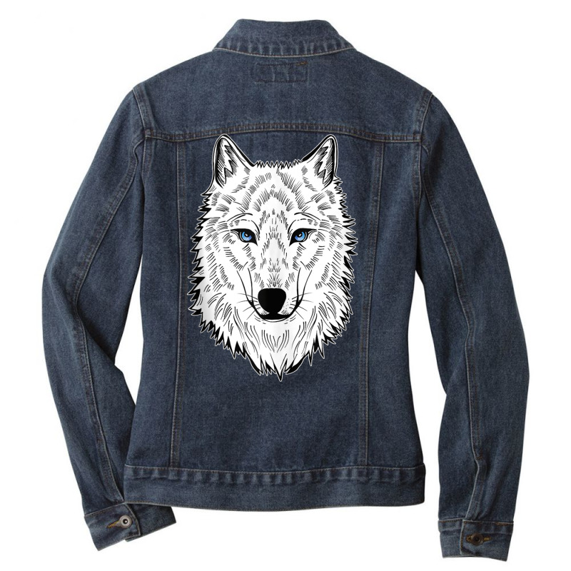 Polar Wolf Arctic Wolf Snow Tank Top Ladies Denim Jacket by choninzel | Artistshot