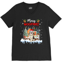 Merry Woofmas Alaskan Malamute Christmas Tree Dog Lover Xmas T Shirt V-neck Tee | Artistshot