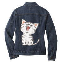 American Shorthair Happy Ladies Denim Jacket | Artistshot