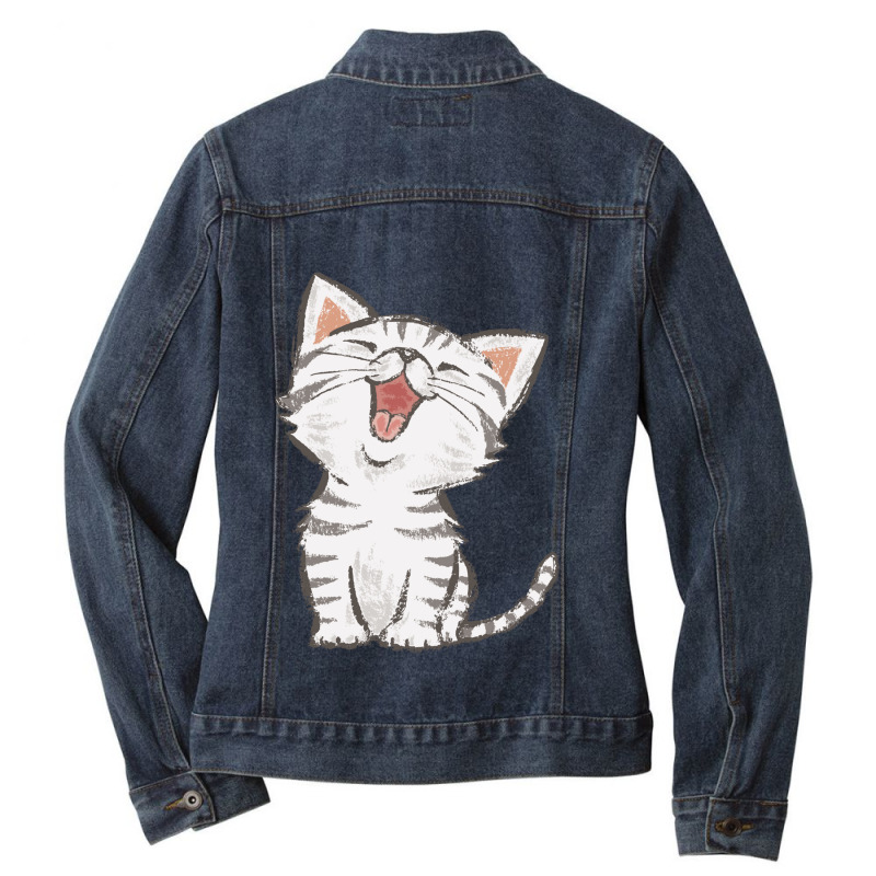 American Shorthair Happy Ladies Denim Jacket by HECTORNVAZQUEZ | Artistshot