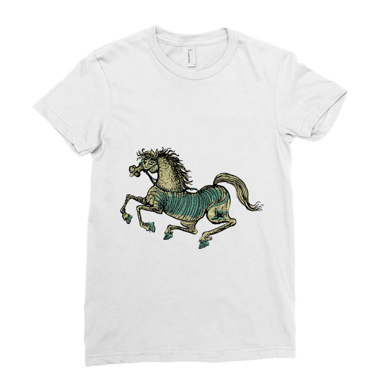 Limited Edition Golden Star Horse In A Race Ladies Fitted T-Shirt by Box Bingham | Artistshot