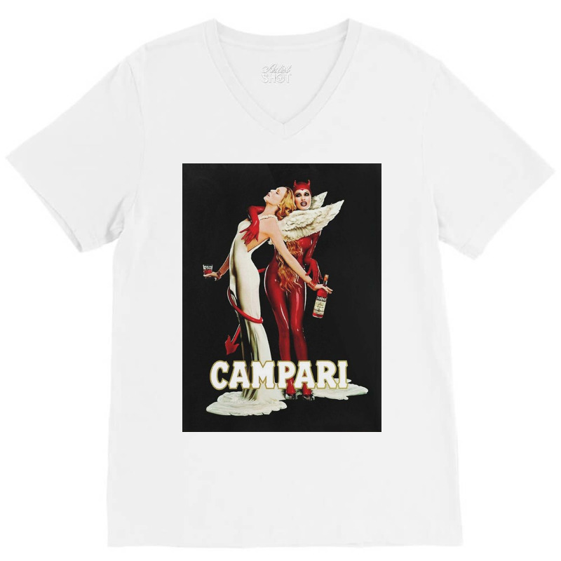 Vintage // Campari Italian Angel And Devil V-Neck Tee by galaxysuzza | Artistshot