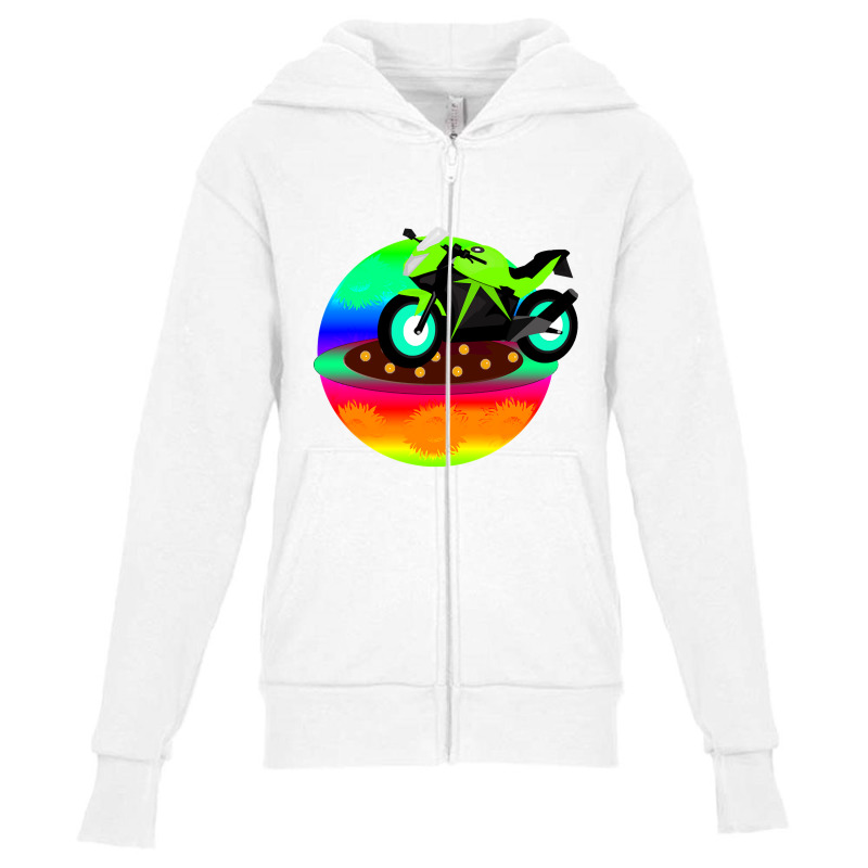 Trending Green Motorcycle Youth Zipper Hoodie by Box Bingham | Artistshot