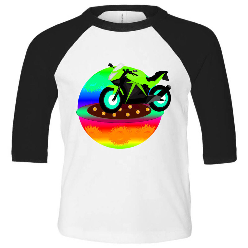 Trending Green Motorcycle Toddler 3/4 Sleeve Tee by Box Bingham | Artistshot