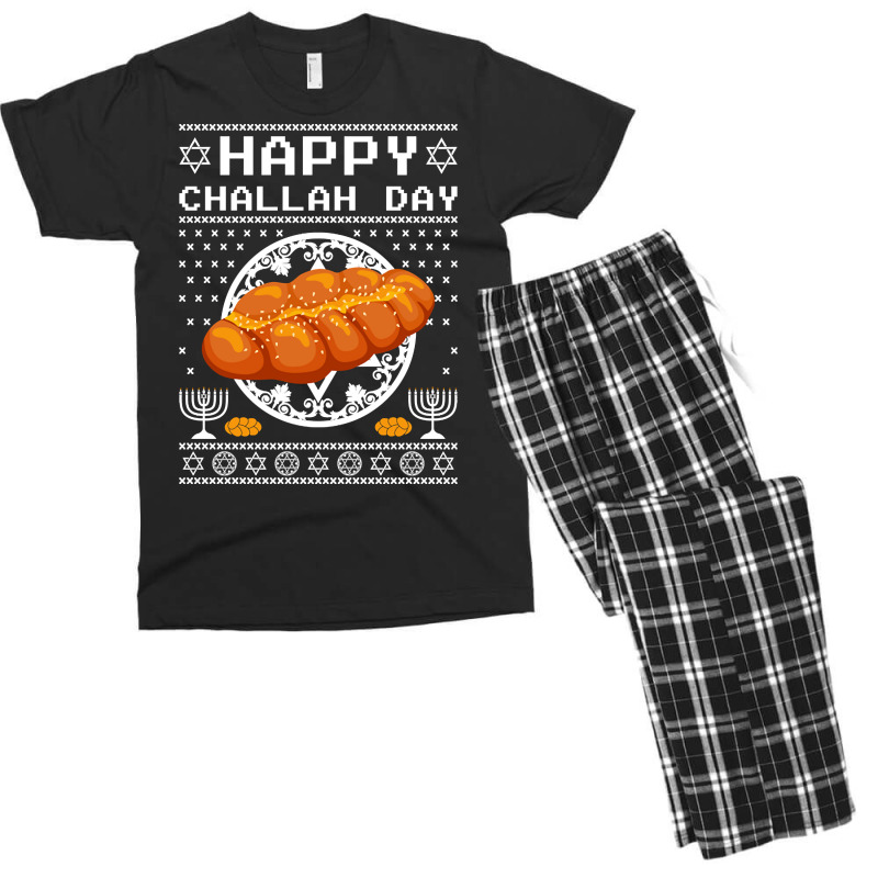 Trending Funny Happy Challah Days Jewish Holiday Hanukkah Channukah Men's T-shirt Pajama Set | Artistshot