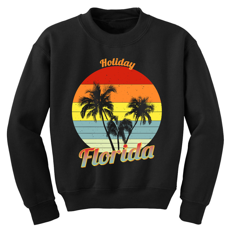 Hot Trend Holiday Florida Retro Tropical Palm Trees Vacation Youth Sweatshirt by Rios Arevalo | Artistshot