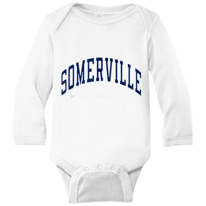 Somerville Massachusetts Ma Varsity Style Navy Text Tank Top Long Sleeve Baby Bodysuit | Artistshot