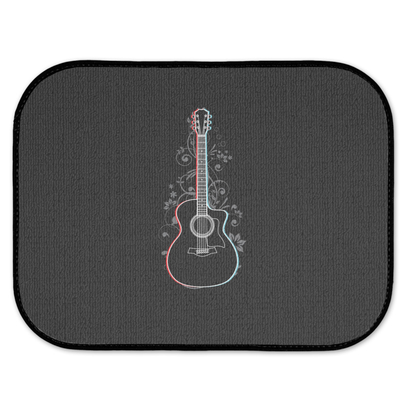 Acoustic Guitar 3d Outline Flowering Vines 1 Rear Car Mat | Artistshot