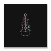 Acoustic Guitar 3d Outline Flowering Vines 1 Metal Print Square | Artistshot