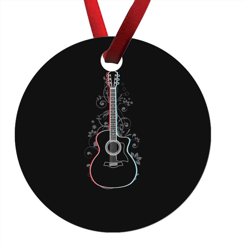 Acoustic Guitar 3d Outline Flowering Vines 1 Ornament | Artistshot