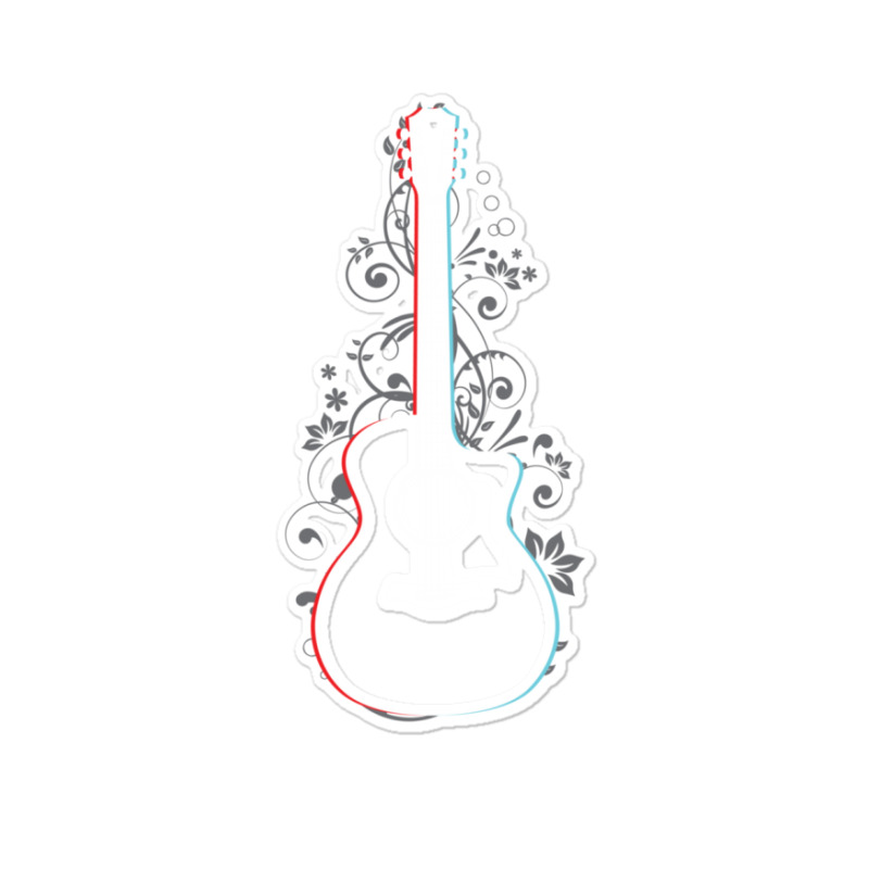 Acoustic Guitar 3d Outline Flowering Vines 1 Sticker | Artistshot