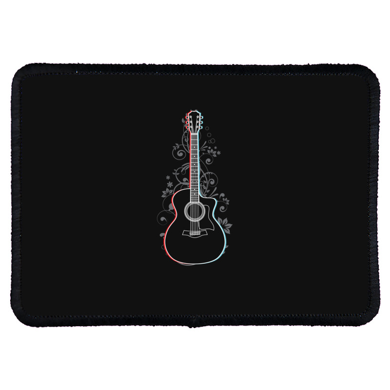 Acoustic Guitar 3d Outline Flowering Vines 1 Rectangle Patch | Artistshot