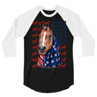 Hot Trend Patriotic Horse American Flag Horse 4th Of 3/4 Sleeve Shirt | Artistshot