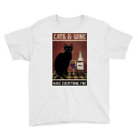 Cat And Wine Make Everithing Fine Poster Vintage Youth Tee | Artistshot