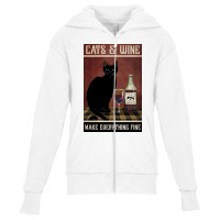 Cat And Wine Make Everithing Fine Poster Vintage Youth Zipper Hoodie | Artistshot