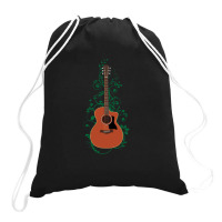 Mahogany Auditorium Acoustic Guitar Flowering Vines 1 Drawstring Bags | Artistshot